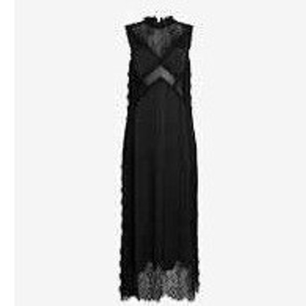 AllSaints Black Lace Leopard Devore Women Midi Dress Sleeveless High Neck US XS - Picture 15 of 15